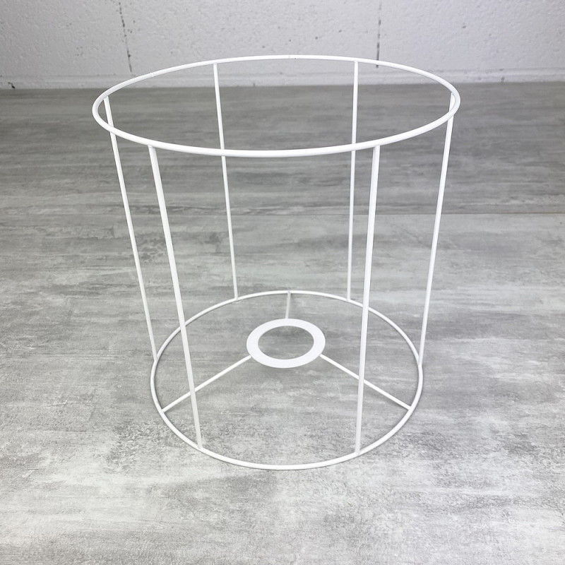 Armature Ronde blanche pour Abat-jour, Cylindre Hauteur et Diam. 20 cm, Diam. Douille E27, 38 mm