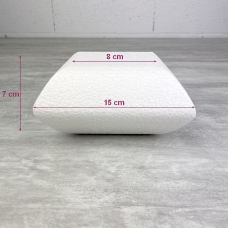 Socle Coussin en polystyrène blanc, Largeur 15 cm x Epais. 7cm, 28 kg/ m3, dummy pour centre de table