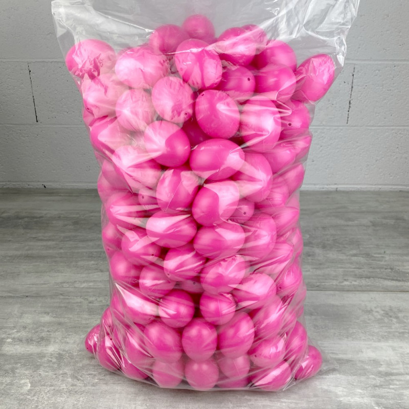 Lot XXL 250 Oeufs en plastique Rose vif brillant, hauteur 6 cm, déco de Pâques et chasse aux oeufs