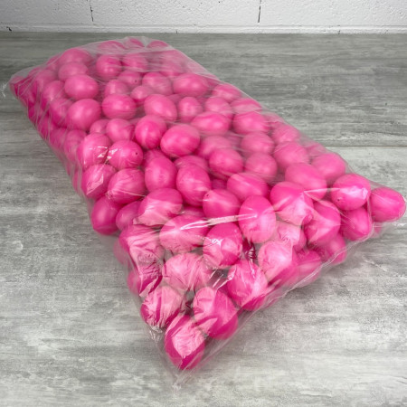 Lot XXL 250 Oeufs en plastique Rose vif brillant, hauteur 6 cm, déco de Pâques et chasse aux oeufs