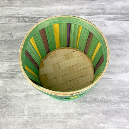 Colorful round basket Bamboo, size 15 x 10.8 cm, egg hunt