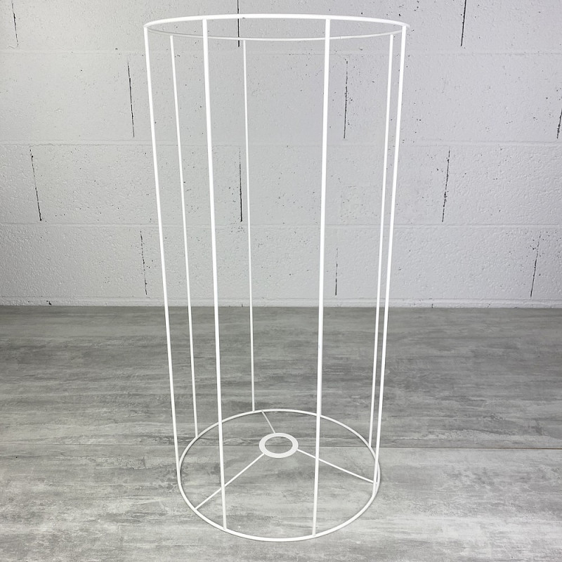 Armature Ronde blanche pour Abat-jour, Hauteur 60 cm et Diam. 30 cm, Douille E27, 38mm, colonne