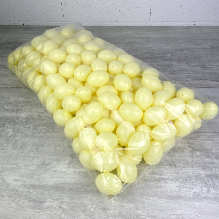 Lot XXL 250 Oeufs en plastique Jaune clair, hauteur 6 cm, déco de Pâques et chasse aux oeufs