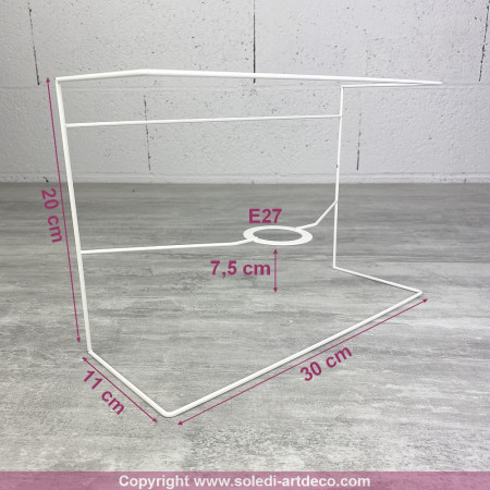 Carcasse Applique Rectangle murale 30x20 cm, en epoxy anticorrosion, pour E27, à décorer