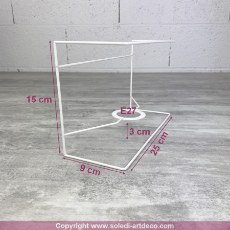 Carcasse Applique Rectangle murale 25x15 cm, en epoxy anticorrosion, pour E27, à décorer