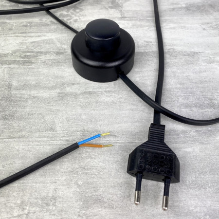 Câble avec interrupteur à pied noir, longueur. 3,50 m, cordon éléctrique 250V