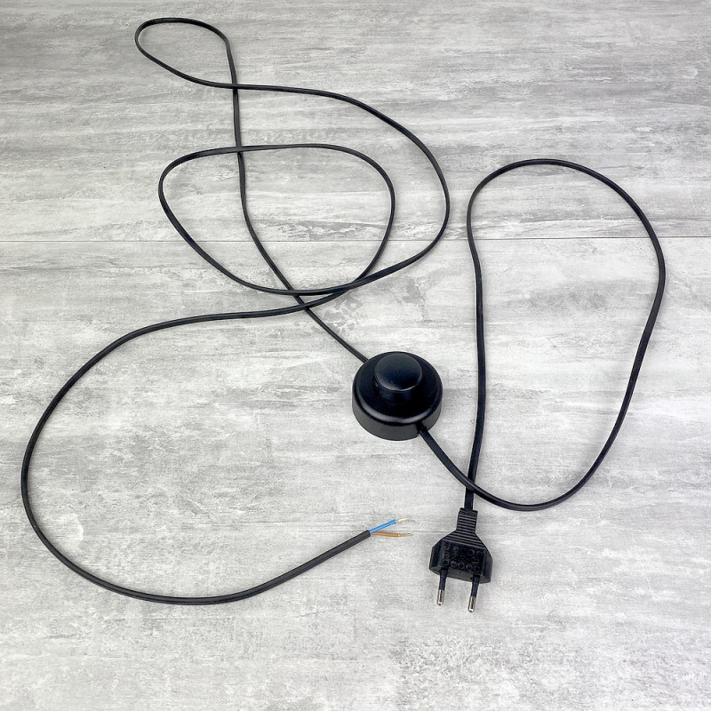 Kabel mit Fußschalter, schwarz, Länge 3,50 m, 250-V-Netzkabel