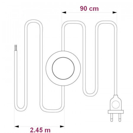 Câble avec interrupteur à pied noir, longueur. 3,50 m, cordon éléctrique 250V