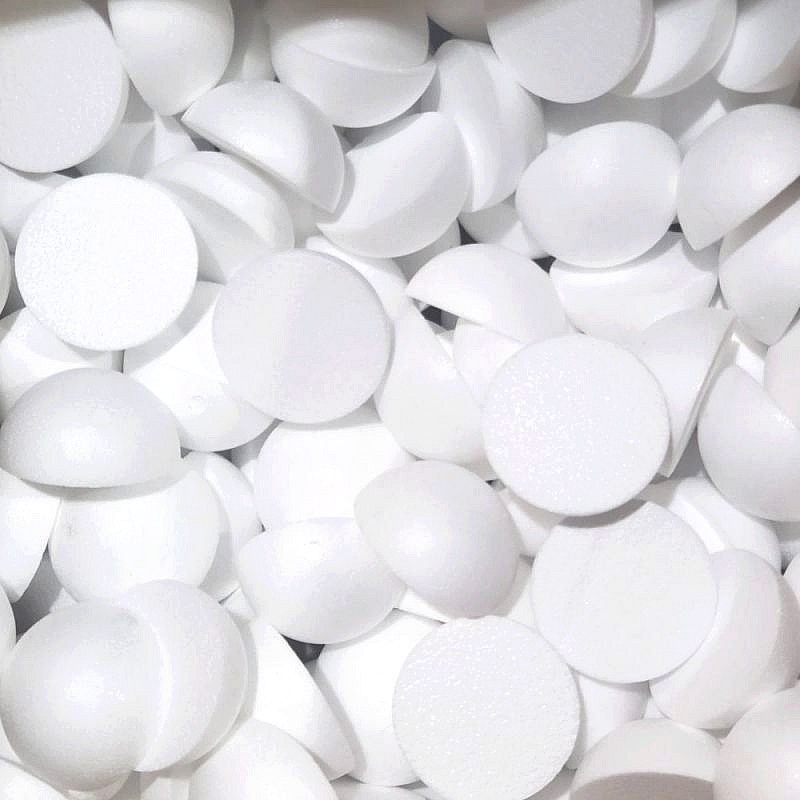 Gros lot 100 petites demi Boules polystyrène diamètre 4cm/40mm, Dôme plein en Styro blanc