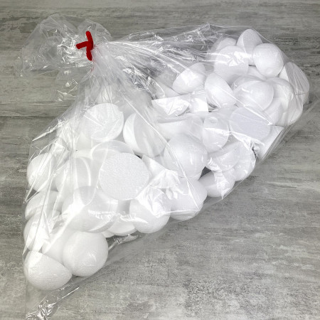 Gros Lot 100 petites demi Boules polystyrène diamètre 5cm/50mm, Dôme plein en Styro blanc