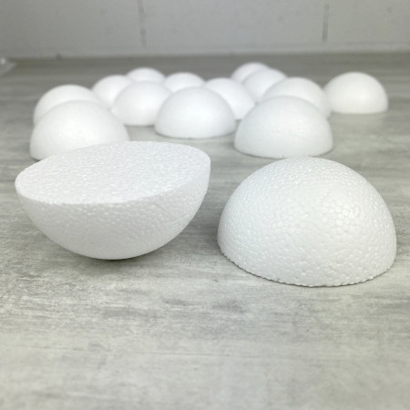 Lot 50 demi Boules polystyrène diamètre 6cm/60mm, Dôme plein en Styro blanc