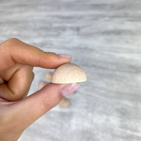 Petit lot de 10 Demi-boules en bois brut de hêtre, Diam 25 mm, poncé et poli, non traité