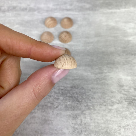 Petit lot de 10 Demi-boules en bois brut de hêtre, Diam 15 mm, poncé et poli, non traité