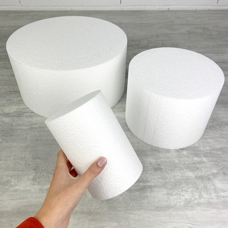 Petite Pièce montée en polystyrène Hauteur 45 cm, Base Ø 30 cm à 10 cm, 3 disques de 15 cm de haut