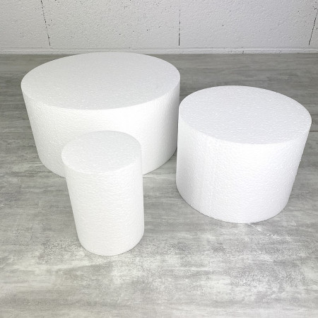 Petite Pièce montée en polystyrène Hauteur 45 cm, Base Ø 30 cm à 10 cm, 3 disques de 15 cm de haut