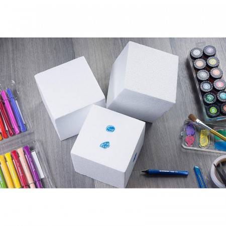 Lot de 10 cubes en polystyrène, 10 cm, Blocs en Styropor blanc à décorer