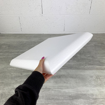 Socle Coussin en polystyrène blanc, Largeur 40 cm x Epais. 7 cm, 28 kg/ m3, dummy pour centre de table