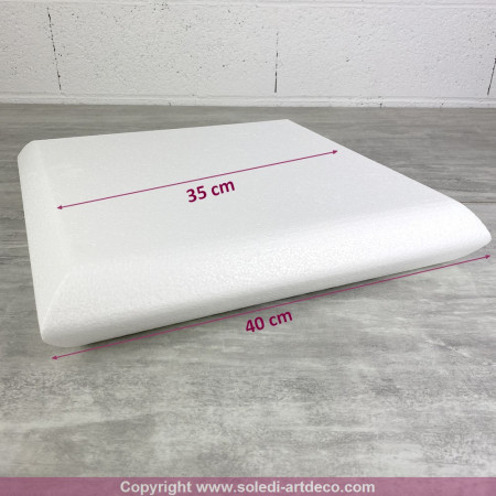 Cushion dummy white polystyrene, Width 40 cm x Thickness. 7 cm, 28 kg/ m3, pillow wedding cake