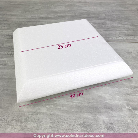 Socle Coussin en polystyrène blanc, Largeur 30 cm x Epais. 7 cm, 28 kg/ m3, dummy pour centre de table