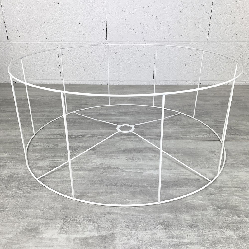 Grande Armature Ronde blanche Haut. 25 cm et Diam. 60 cm, Douille E27, 38mm suspension Abat-jour