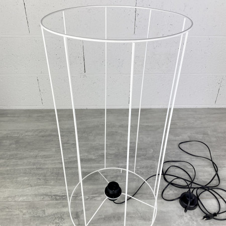 White Round Frame for Lampshade with feet, Height 62 cm and Diam. 30 for E27 Socket, 38mm, cable included