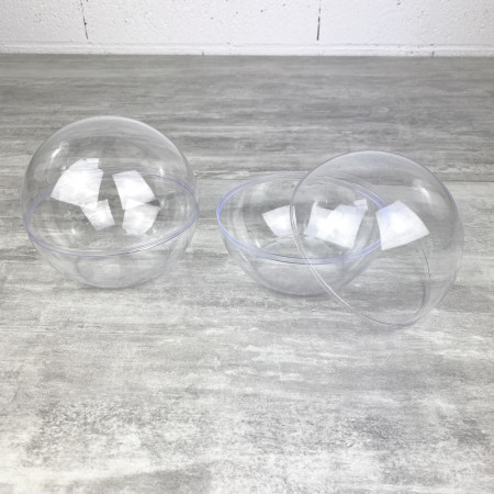 Lot 5 Boules plastique Ø 9 cm à fond plat sécable, Contenants cristal transparent séparable