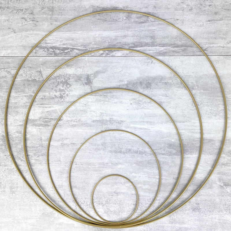 Lot 5 Cercles métal Doré ancien, Ø 10 cm à 50 cm, Anneaux or en Epoxy pour Attrape rêves, abat-jour