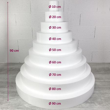 Méga Pièce montée XXL en polystyrène Pro, 90 cm de haut, Base Ø 90cm à 10cm, 9 étages, dummy wedding cake