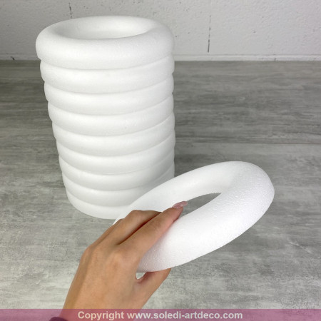 Lot de 10 Demi Anneaux de 20 cm en Polystyrène, Couronne à dos plat de 3 cm de haut