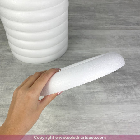 Lot de 10 Demi Anneaux de 25 cm en Polystyrène, Couronne à dos plat de 3.5 cm de haut