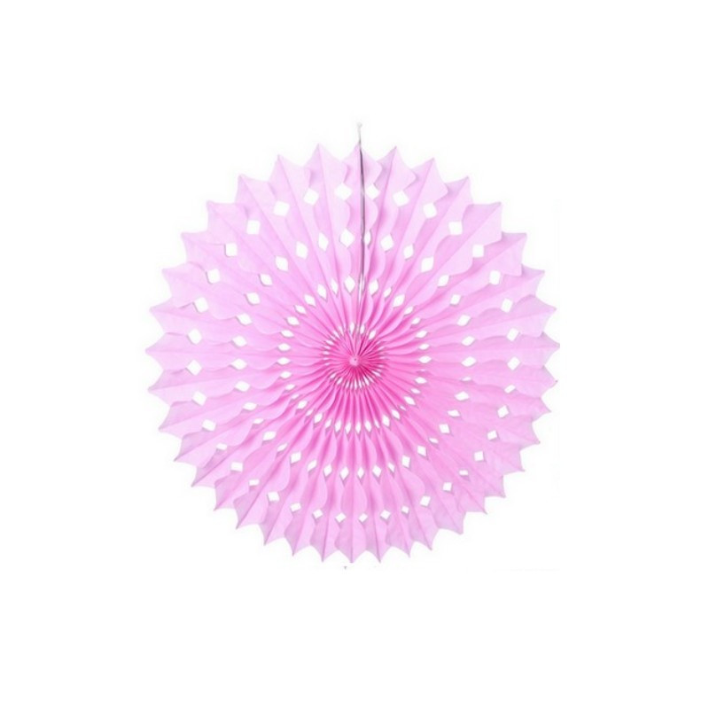 Petit Éventail alvéolé couleur Rose Bubble Gum, dim.20 cm, Papier de Soie à suspendre