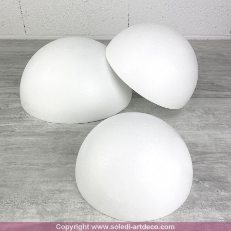 Lot de 3 demis-sphères en polystyrène, diamètre 30, 25, 20 cm, dôme intérieur creux, à customiser