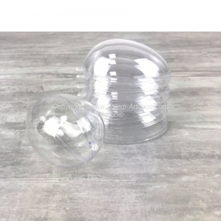 Lot de 5 Oeufs plastique cristal transparent séparable 10 cm, Contenants alimentaire sécable
