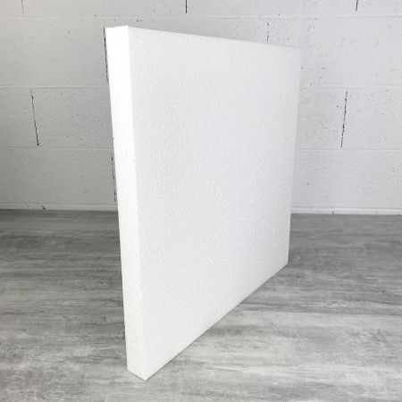Socle Carré en polystyrène, 50x50 cm, haut. 4 cm, Dummy support Pavé en Styropor blanc densité pro