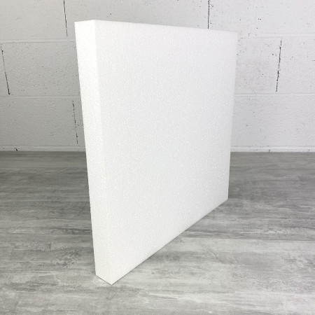 Socle Carré en polystyrène, 40x40 cm, haut. 4 cm, Dummy support Pavé en Styropor blanc densité pro