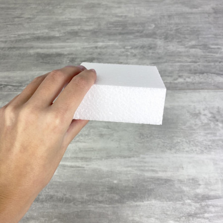 Petit Socle Carré en polystyrène, 10x10 cm, haut. 4 cm, Dummy support Pavé en Styropor blanc densité pro