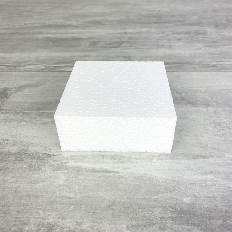 Petit Socle Carré en polystyrène, 10x10 cm, haut. 4 cm, Dummy support Pavé en Styropor blanc densité pro