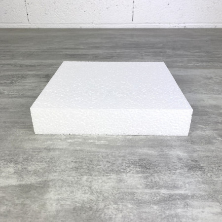 Socle Carré en polystyrène, 20x20 cm, haut. 4 cm, Dummy support Pavé en Styropor blanc densité pro