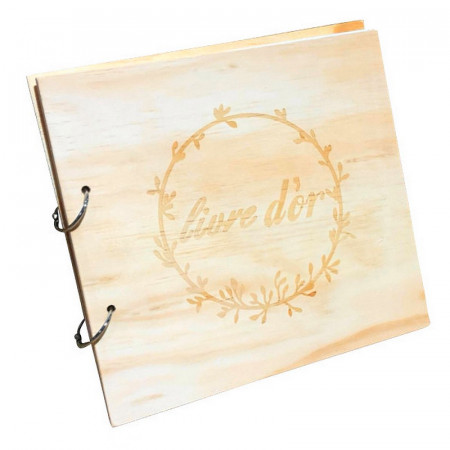 Livre d'Or Mariage en bois, 22 cm, Album Photo en contreplaqué, anniversaire baby shower communion naturel vintage