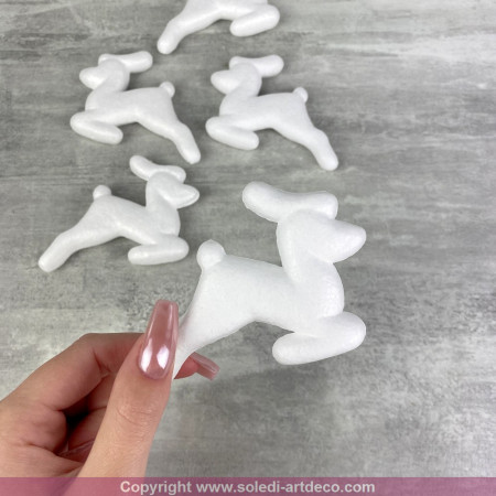 Lot de 5 petits rennes en polystyrène, dim. 9 cm, déco table sapin de noël cerf