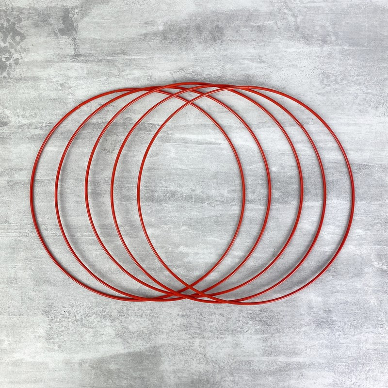 Lot de 5 Cercles métalliques rouge, diam. 20 cm pour abat-jour, Anneaux epoxy Attrape rêves
