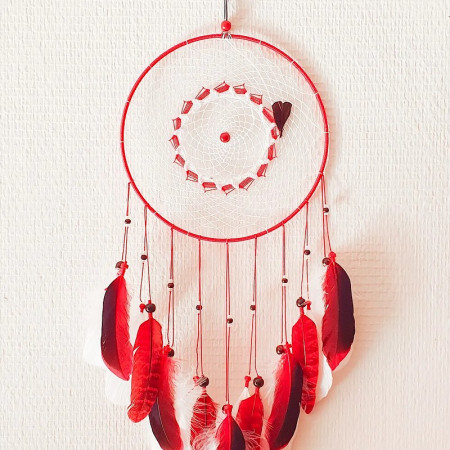 Cercle métallique rouge, diam. 20 cm pour abat-jour, Anneau epoxy Attrape rêves