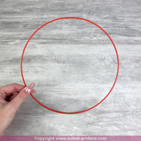 Cercle métallique rouge, diam. 20 cm pour abat-jour, Anneau epoxy Attrape rêves