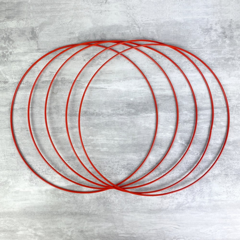 Set aus 5 roten Metallkreisen, Durchm. 30 cm für Lampenschirm, Epoxidringe Dreamcatcher