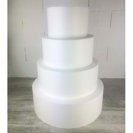 Pièce montée Wedding Cake, Haut. 80 cm, Base Ø 60 cm à 30 cm,  disques de 20 cm de haut en Polystyrène