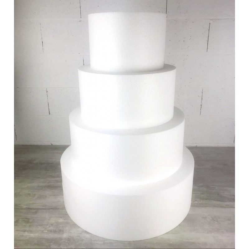 Pièce montée Wedding Cake, Haut. 80 cm, Base Ø 60 cm à 30 cm,  disques de 20 cm de haut en Polystyrène