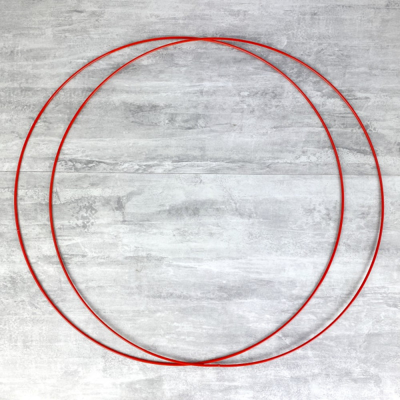 Lot de 2 grands Cercles métalliques rouge, diam. 50 cm pour abat-jour, Anneaux epoxy Attrape rêves