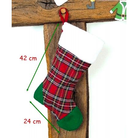 Lot de 2 Chaussettes de Noël en Tartan, 42x 24 cm, décoration à carreau écossais