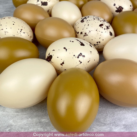 Lot 24 Oeufs en plastique nuancier naturel, 6 cm de haut, non séparables, idéal pour la chasse de pâques