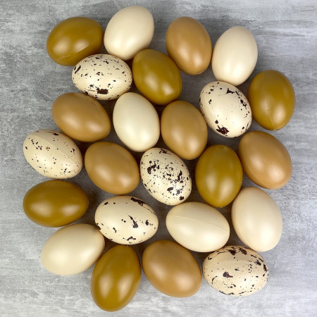 Lot 24 Oeufs en plastique nuancier naturel, 6 cm de haut, non séparables, idéal pour la chasse de pâques